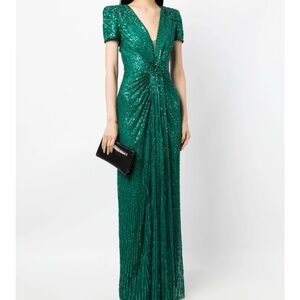 Elegant Green Sequin Evening Gown